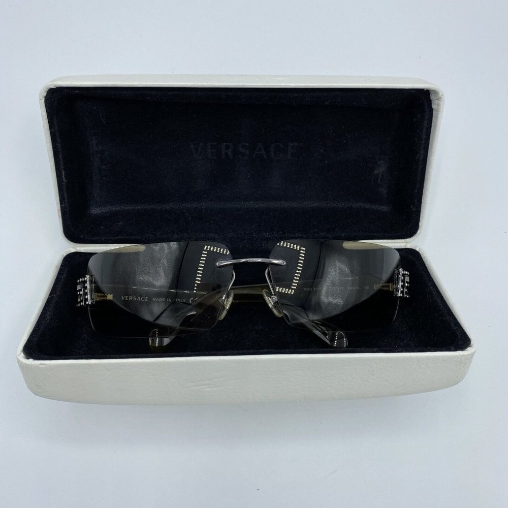 Versace Rimless Sunglasses Vintage Tortoiseshell Diamante MOD 2017-B 1001/13 y2k - Picture 10 of 16